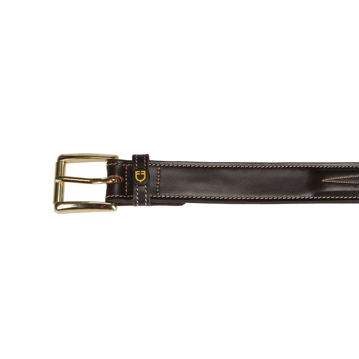 Equestro Leather Belt With Handcrafted Embroidery #colour_brown