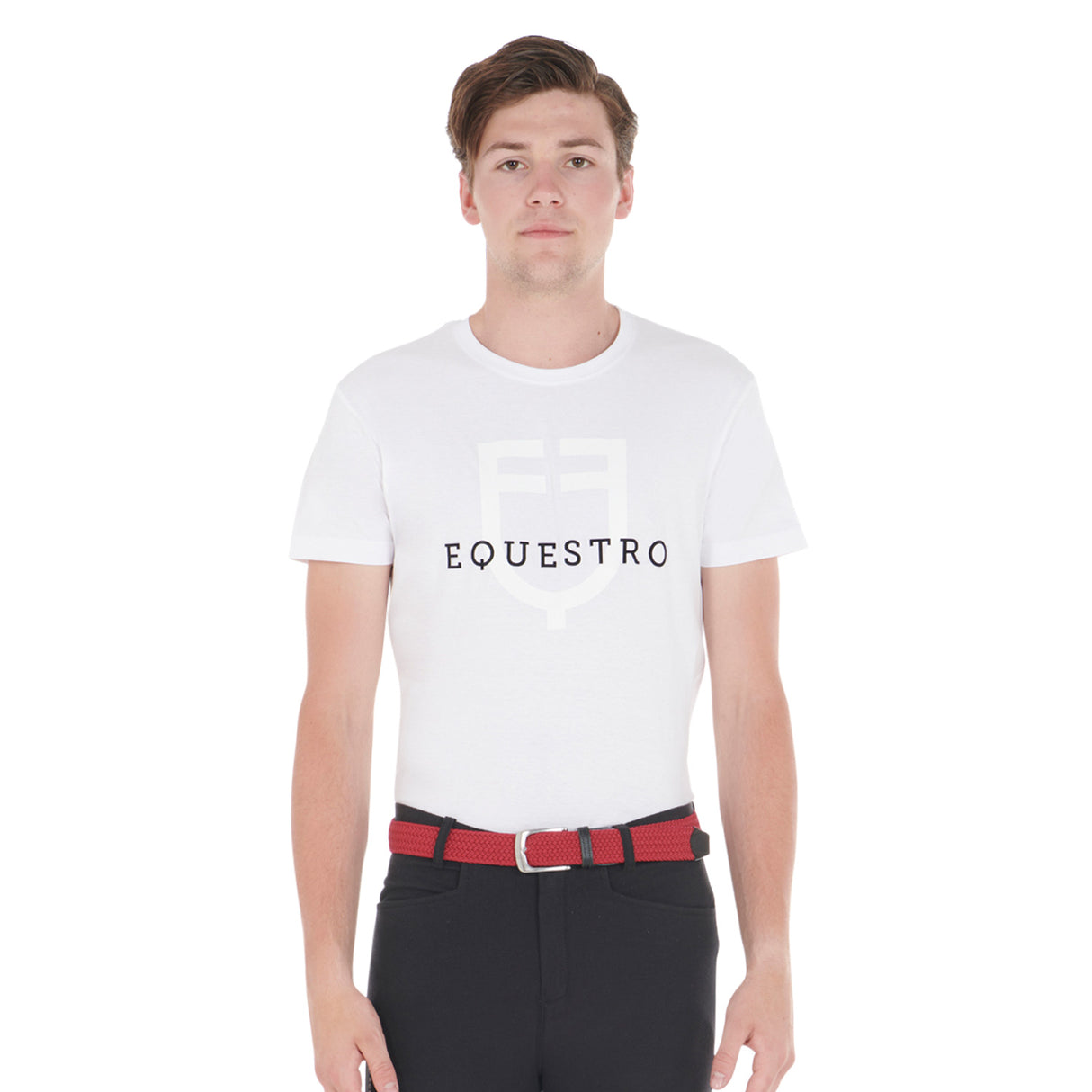 Equestro Elasticized Belt Crossed Pattern #colour_burgundy