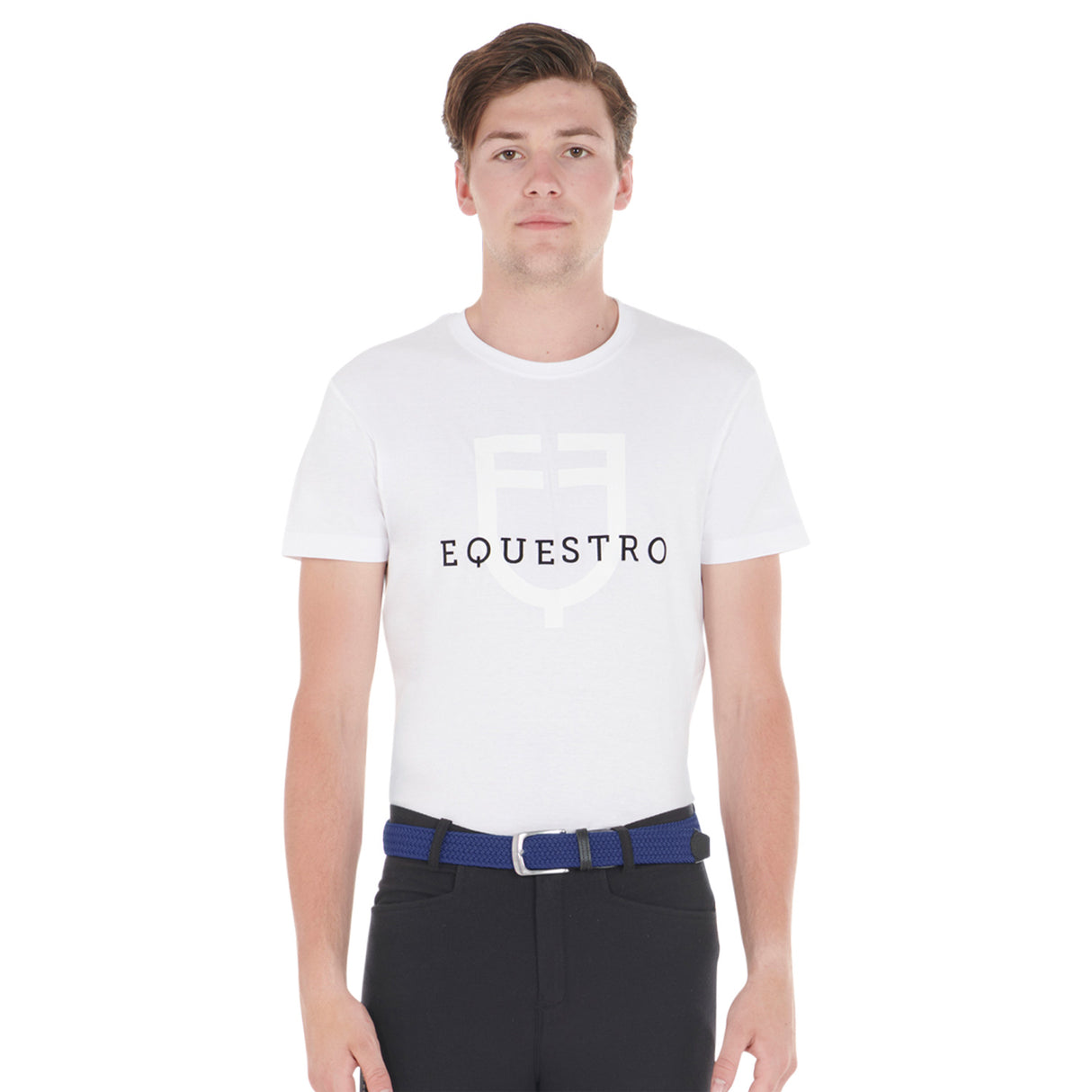 Equestro Elasticized Belt Crossed Pattern #colour_blue