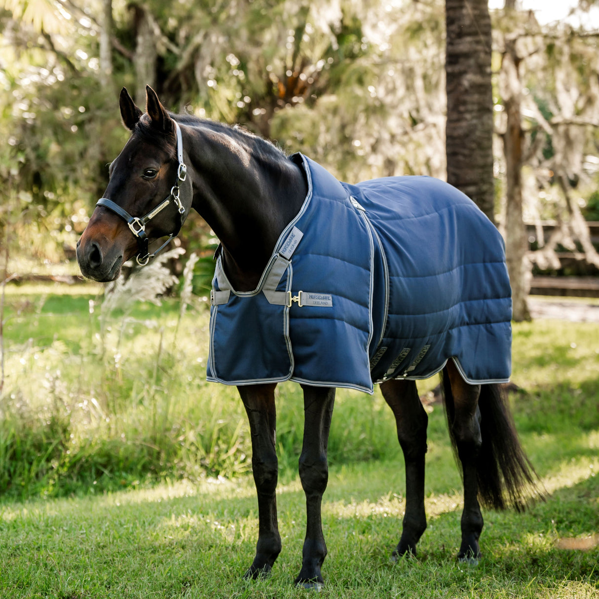 Horseware Ireland Rambo Optimo Stable Rug Heavy 400g #colour_navy-thunderstorm-grey-silver