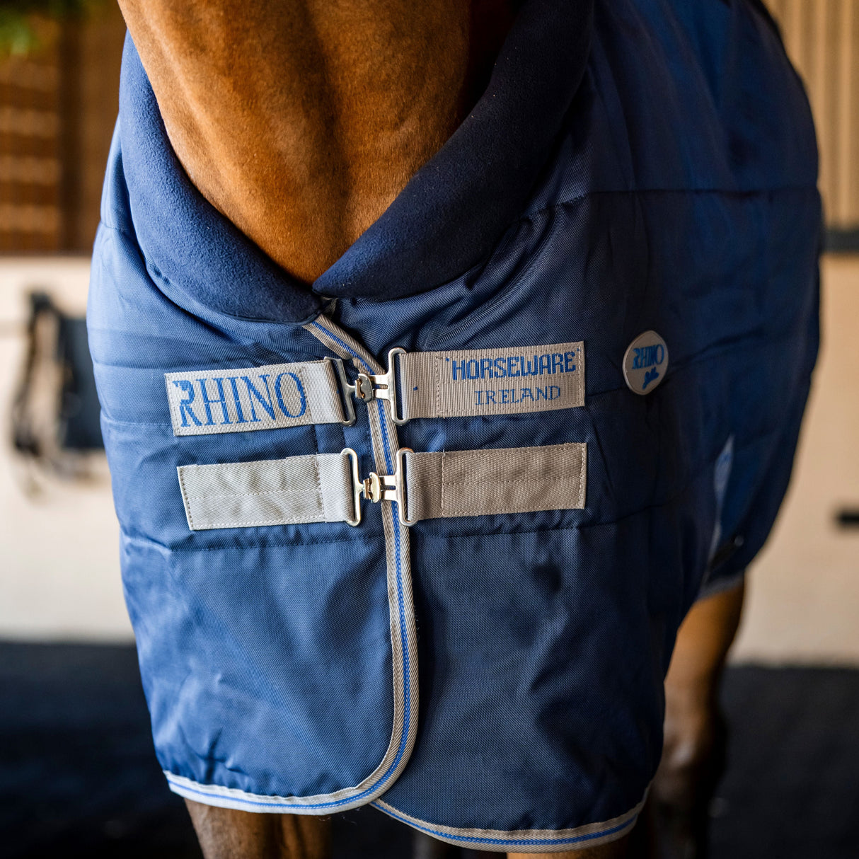 Horseware Ireland Rhino 100g Stable Rug #colour_navy-titanium-grey-classic-blue