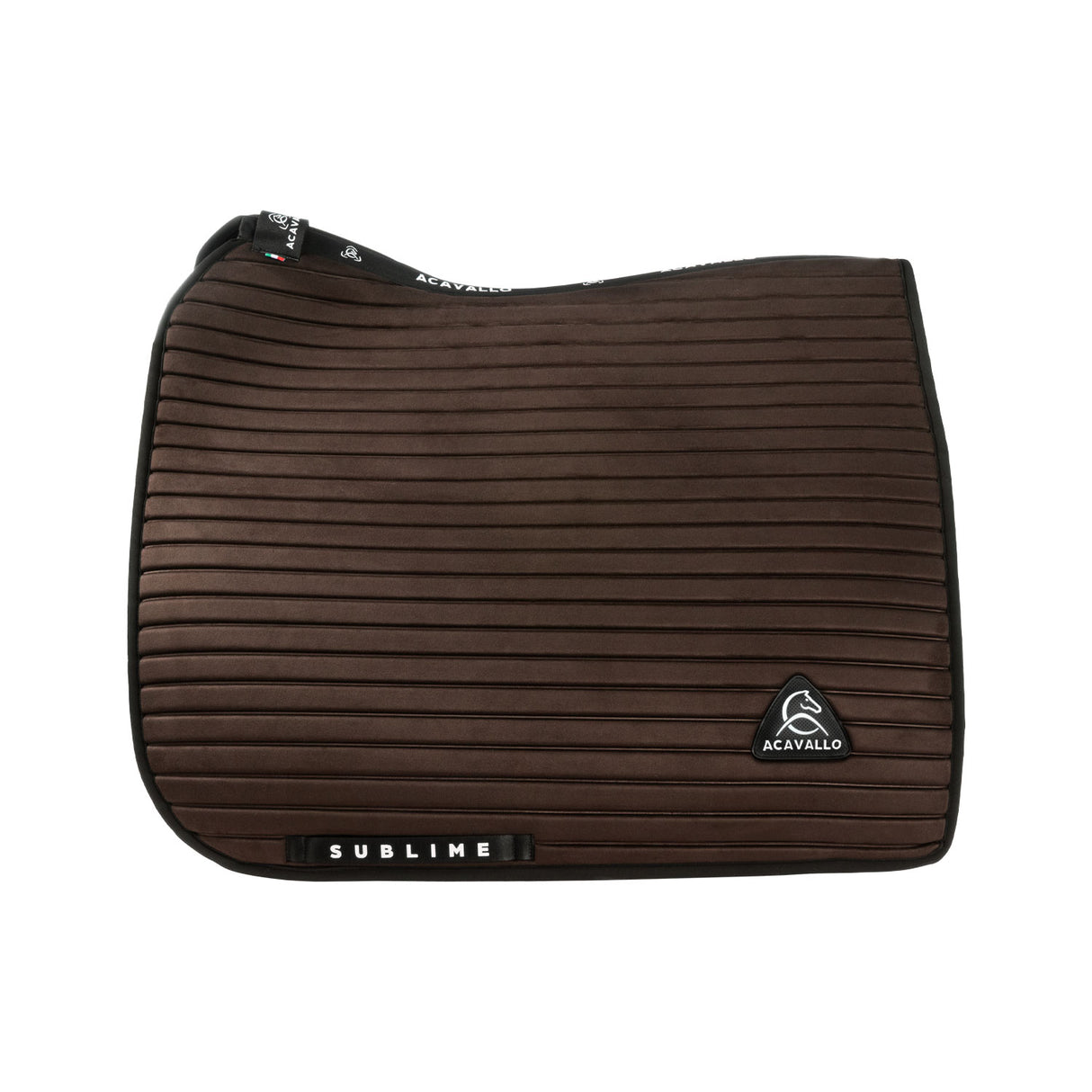 Acavallo Stripe Suede Dressage Saddle Pad W/Square Back Corner #colour_brown