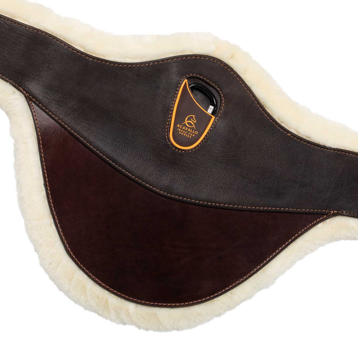 Acavallo Jumping Stud Guard Girth Removable Faux Sheepskin #colour_brown
