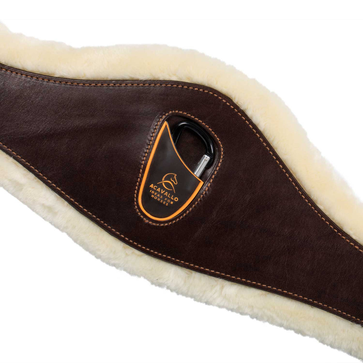 Acavallo Jumping Girth Leather & Removable Faux Sheepskin #colour_brown