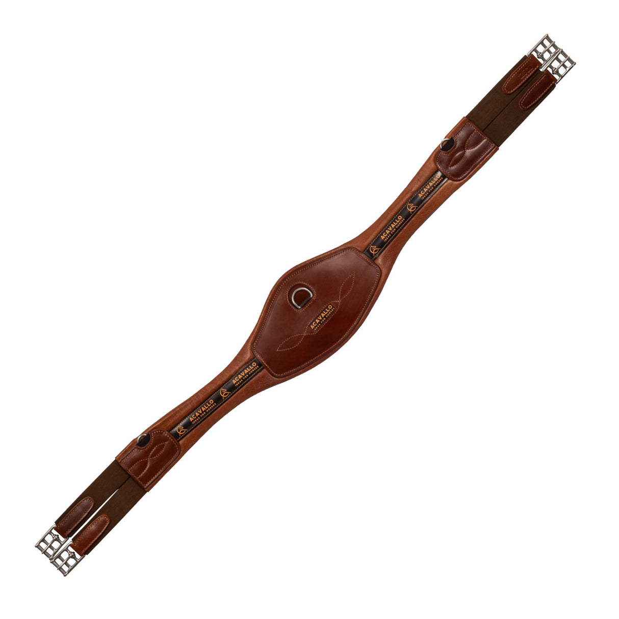 Acavallo Anatomical Jumping Girth Leather #colour_cognac