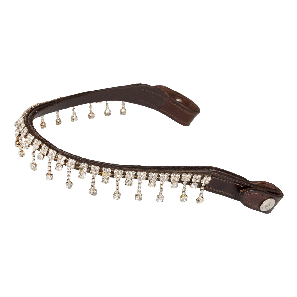 Acavallo Queen Browband Calfskin & Crystals #colour_brown-transparent