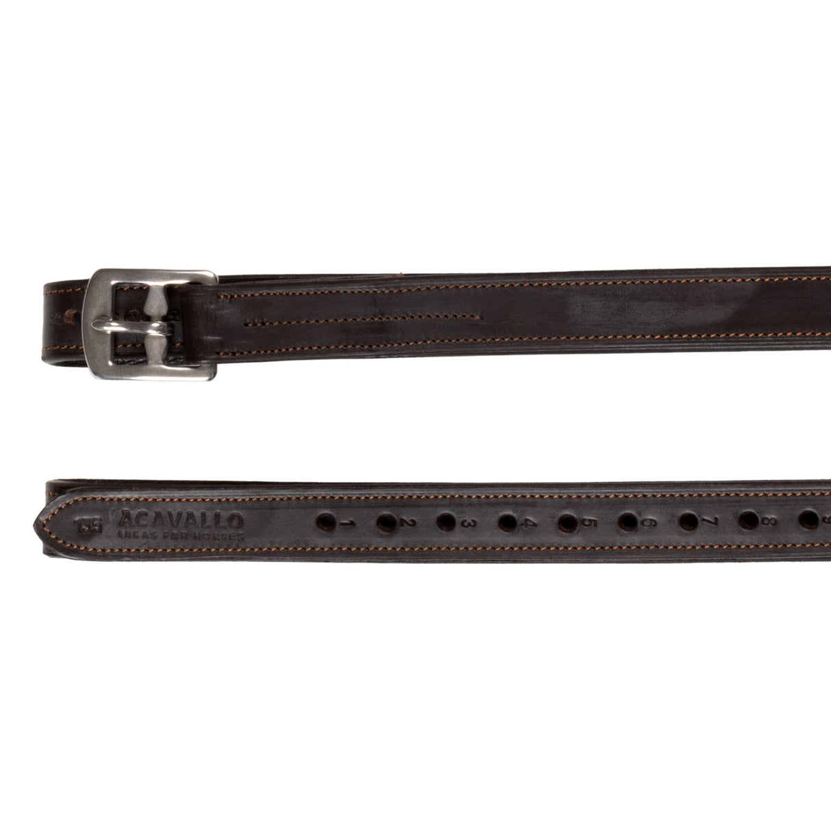 Acavallo Calfskin Stirrup Leathers Internal Reinforcement #colour_brown