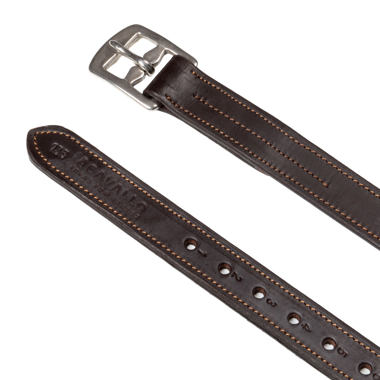 Acavallo Calfskin Stirrup Leathers Internal Reinforcement #colour_brown