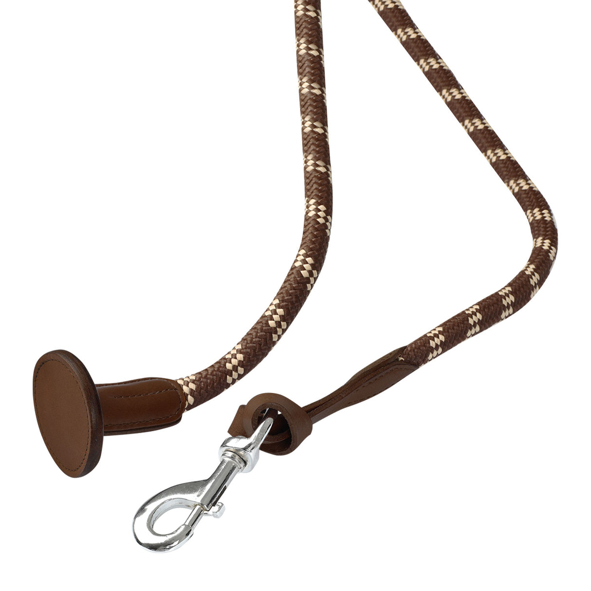 Acavallo Braided Lead Rope Leather Ends #colour_brown