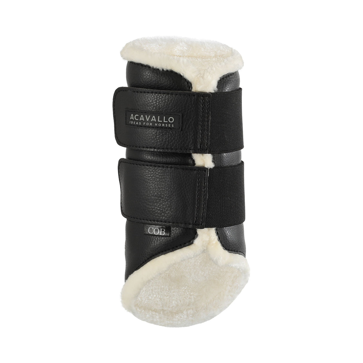 Acavallo Front Brushing Boots Faux Sheepskin & Hook-And-Loop Closure #colour_black