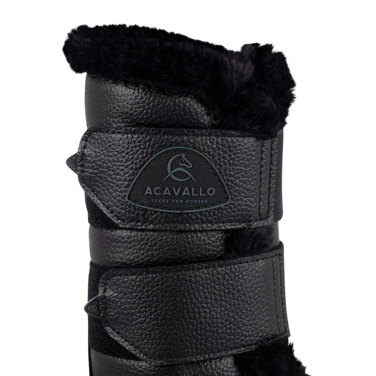 Acavallo Front Brushing Boots Eco-Leather & Faux Sheepskin #colour_black