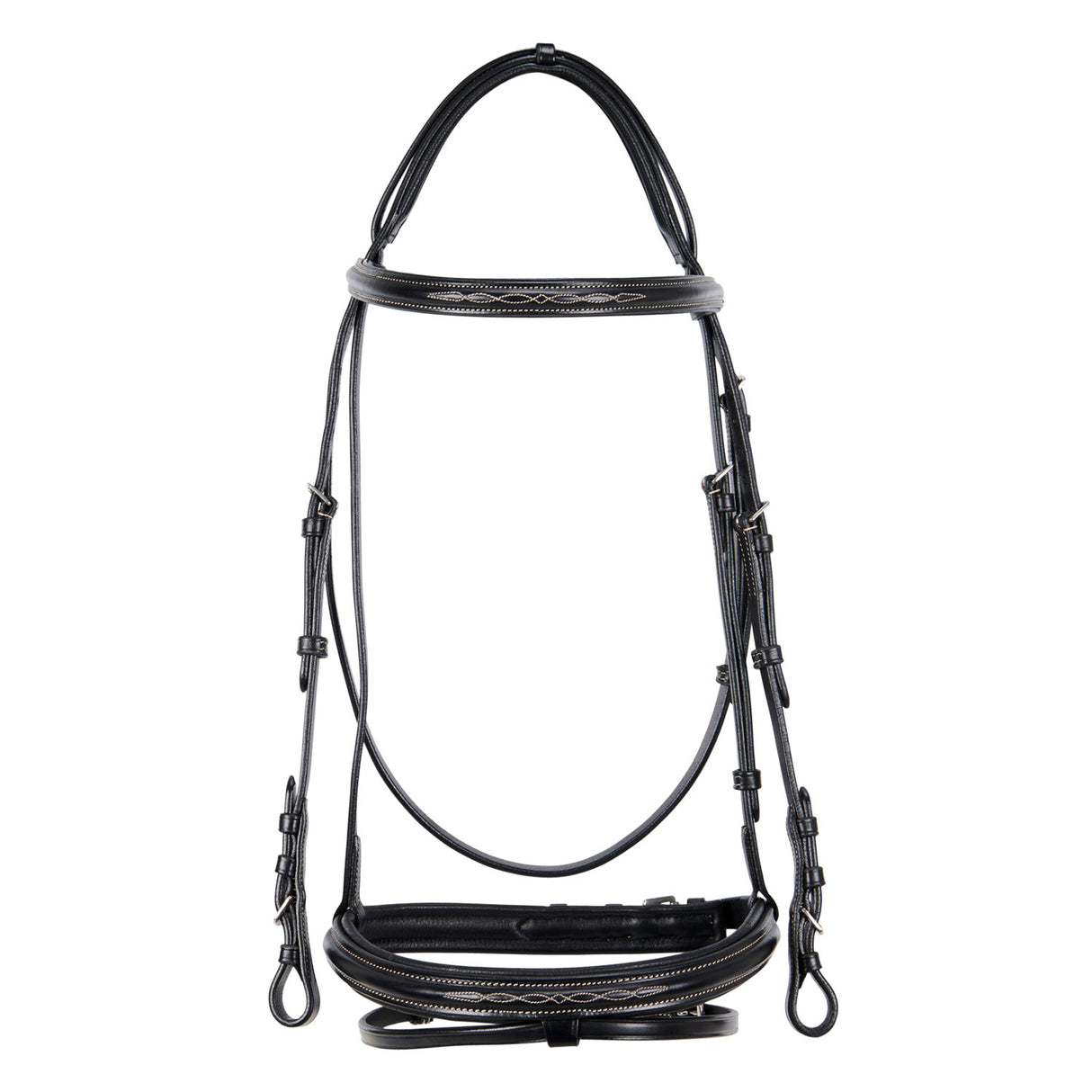 Equestro Leather English Bridle With Embroideries New #colour_black