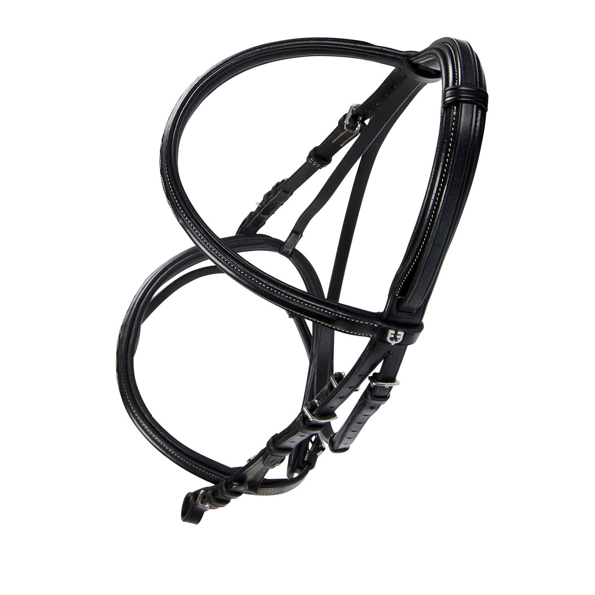 Equestro Leather English Bridle With Embroideries #colour_black