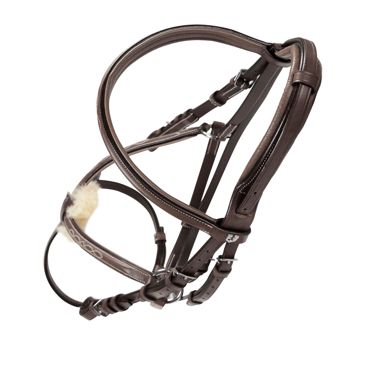 Equestro Bridle With Mexican Noseband And Synthetic Sheepskin #colour_brown