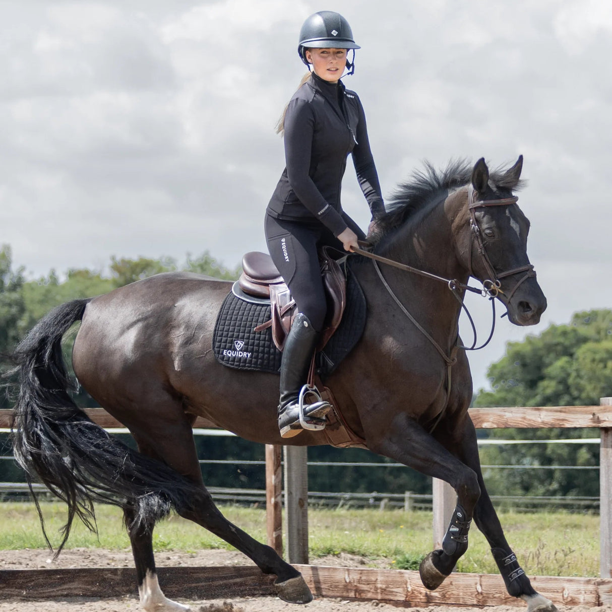 EQUIDRY Women's Water Repellent Leggings #colour_black-white