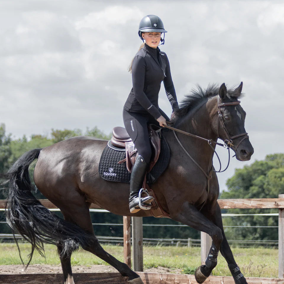 EQUIDRY Women's Water Repellent Zip up Top #colour_black-white