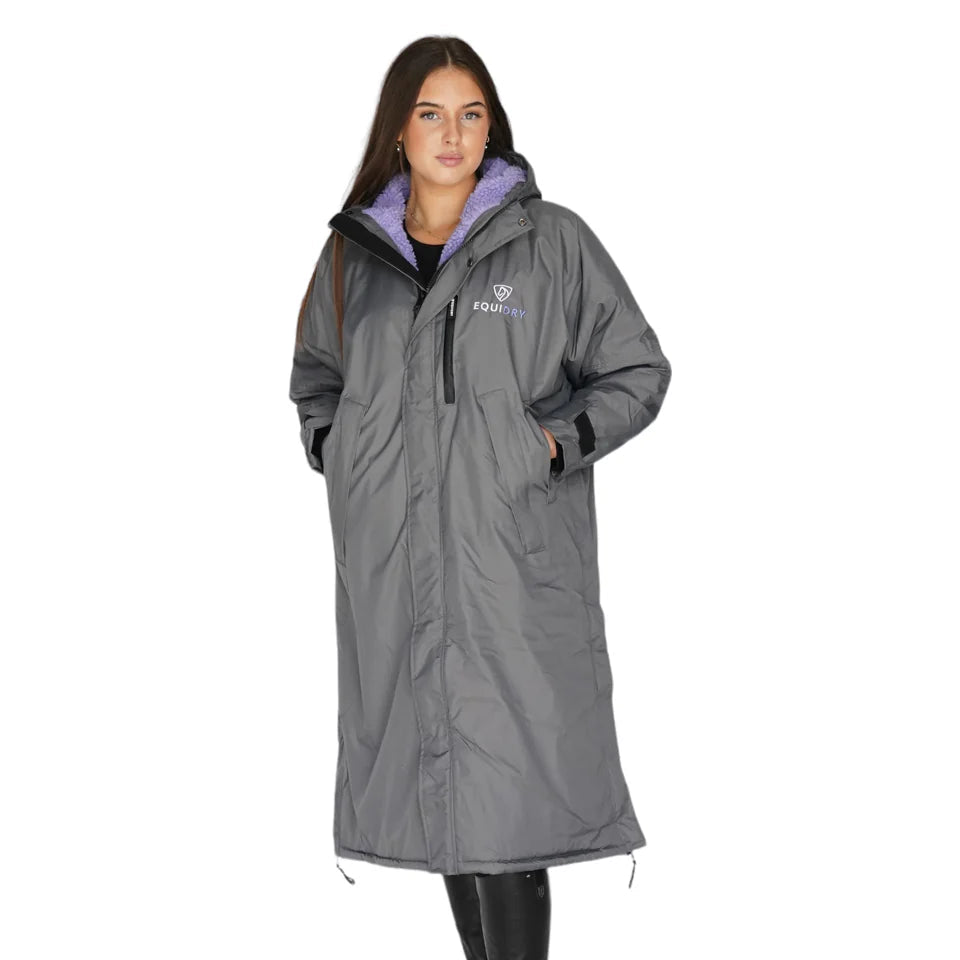 EQUIDRY Women's Thick Fleece Evolution Fixed Hood #colour_grey-lilac