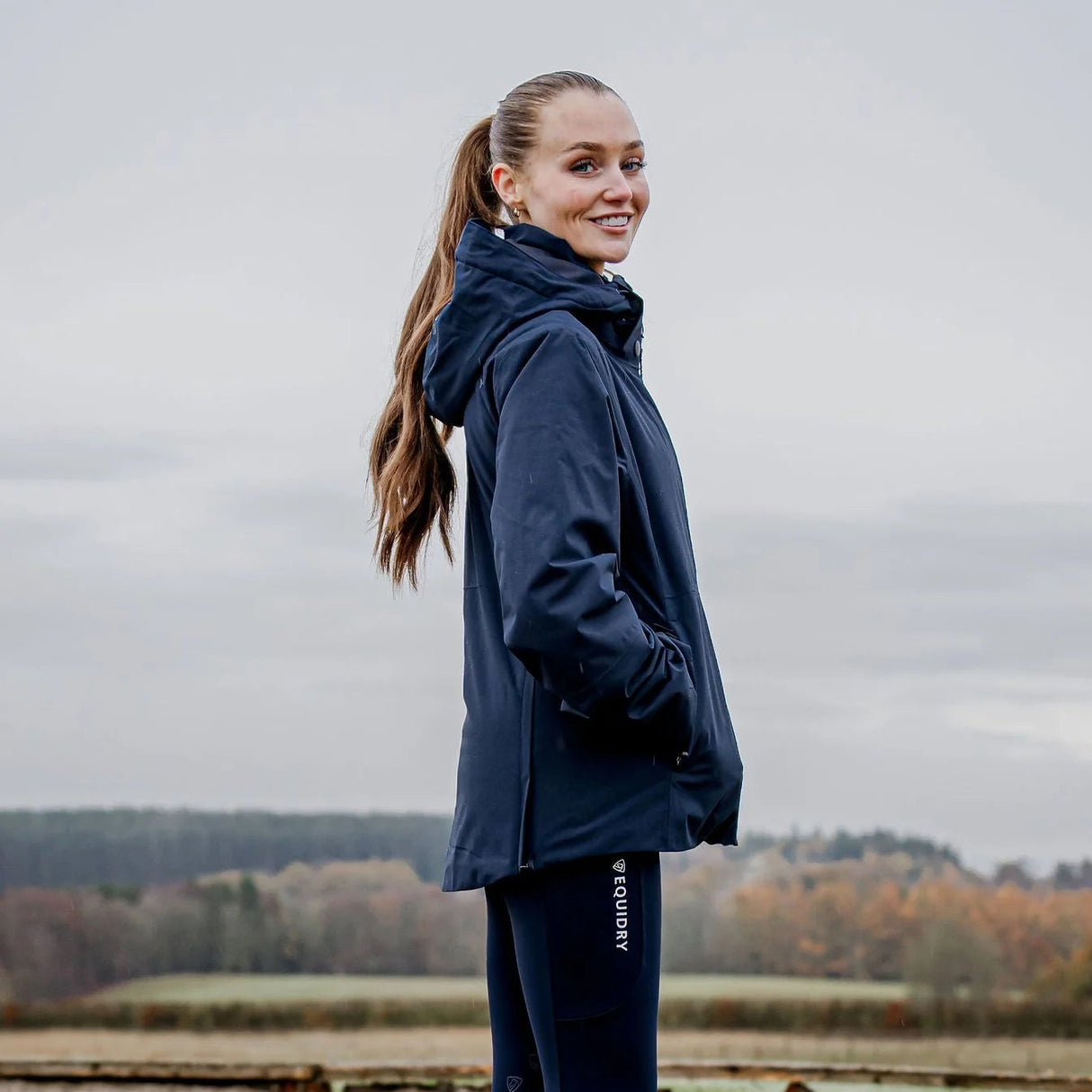 EQUIDRY Women's Iris Waterproof Riding Jacket #colour_navy