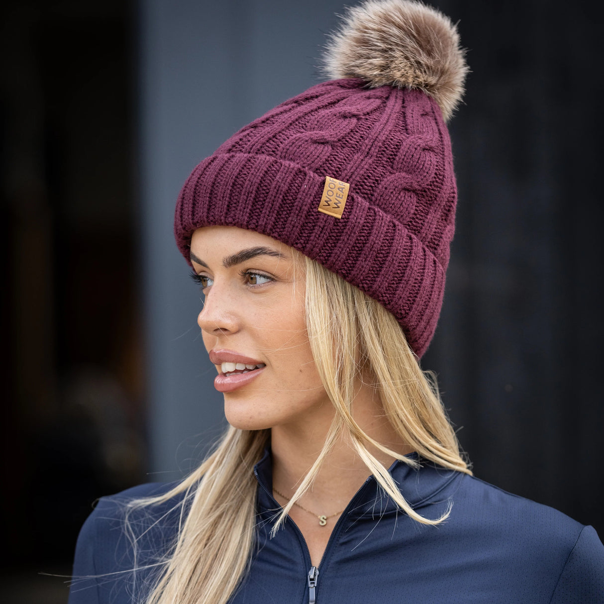 Woof Wear Cable Beanie #colour_plum