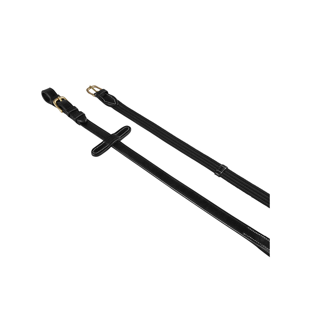 Equestro Reins For English Bridle With Brass Buckles #colour_black