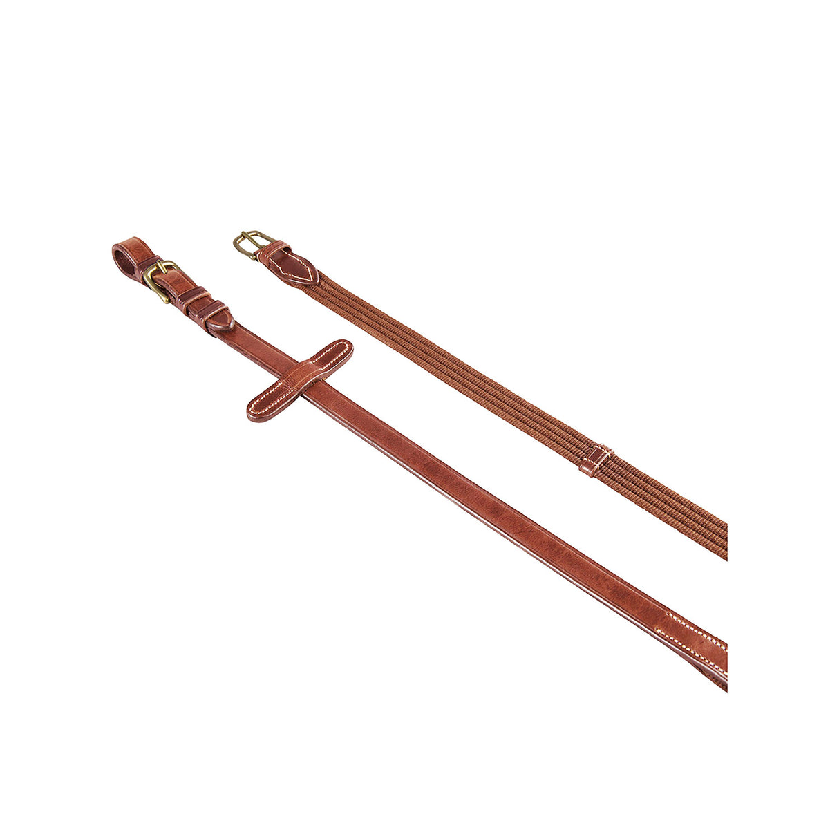 Equestro Reins For English Bridle With Brass Buckles #colour_cognac