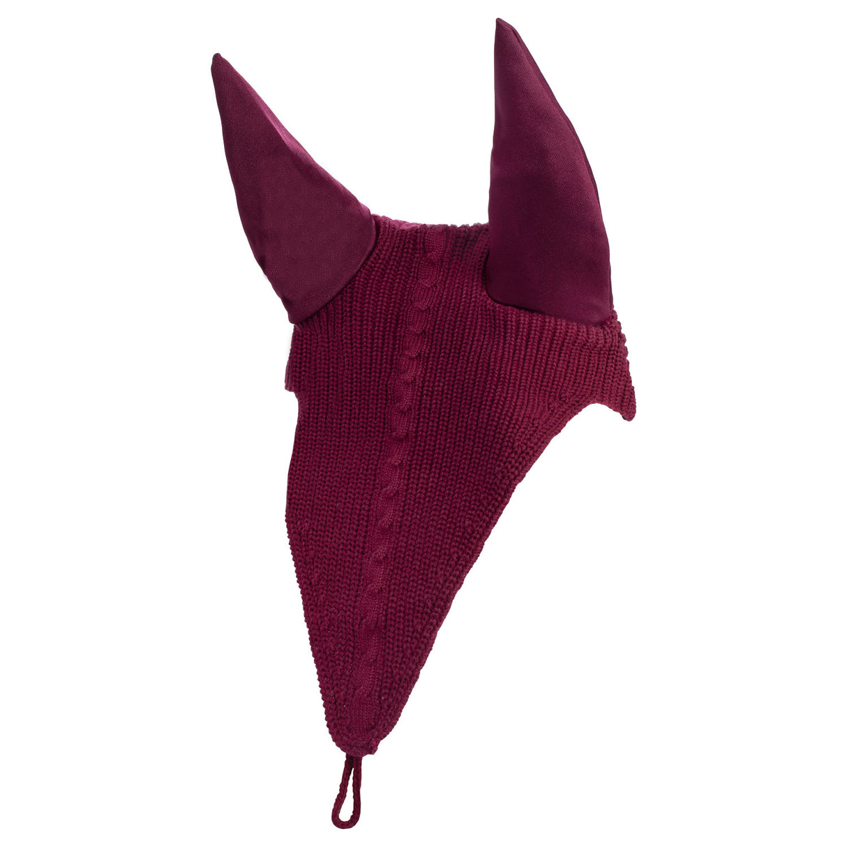 Equestro Meshing Fly Veil With Drawstring At The Noseband #colour_burgundy