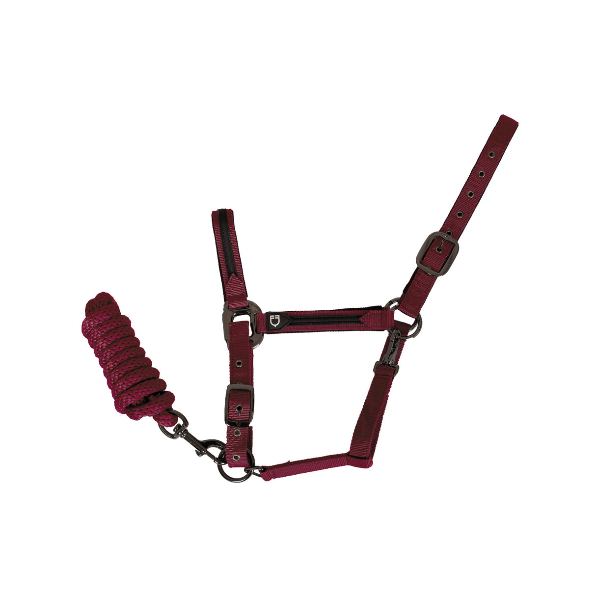 Equestro Durable Fleece Halter #colour_burgundy