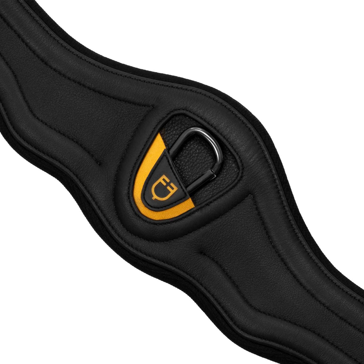 Equestro Jumping Girth Contoured Leather #colour_black