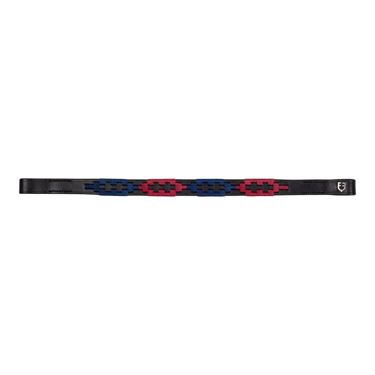 Equestro Leather Browband With Two-Tone Decorations #colour_black