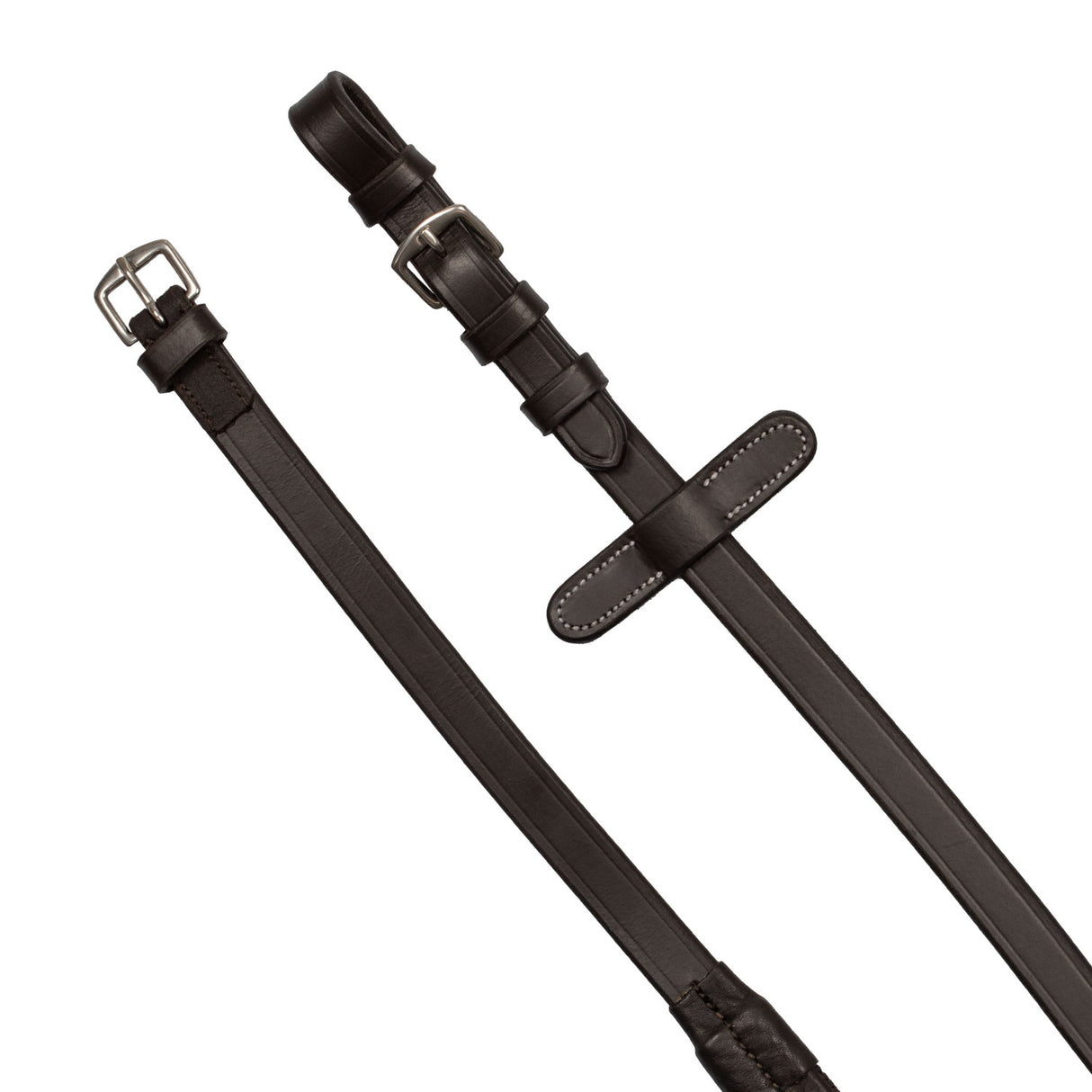 Equestro Leather And Rubber Reins #colour_brown