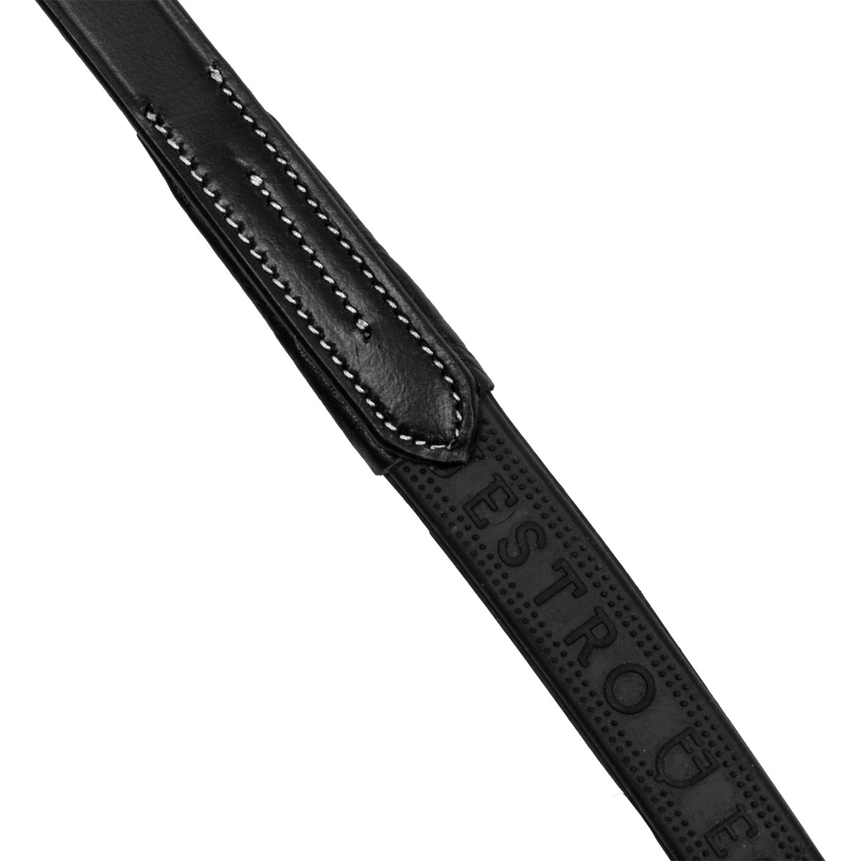 Equestro Solid Lettering Grip Rubber Reins Silver Fitting #colour_black