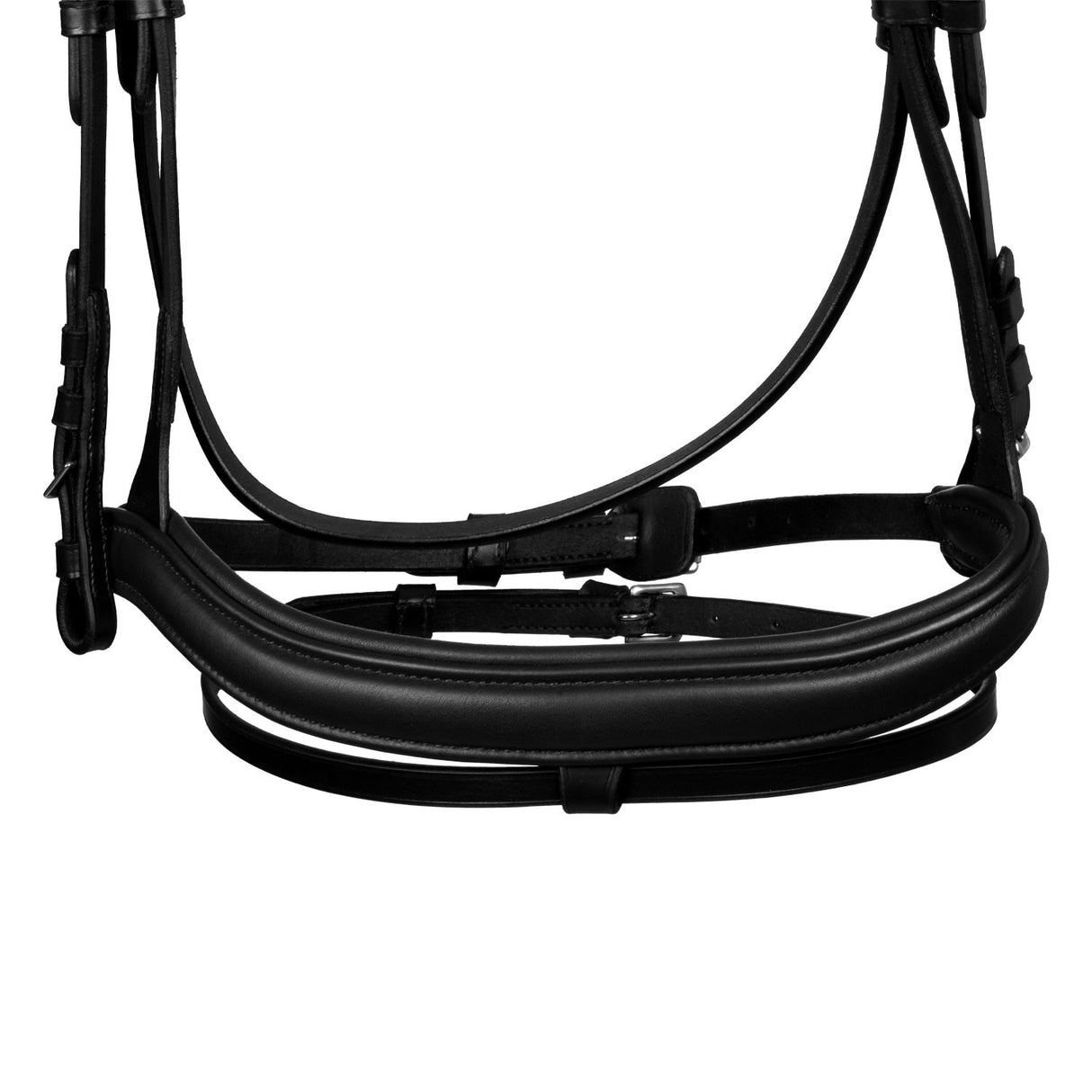 Black leather anatomical bridle with rhinestones