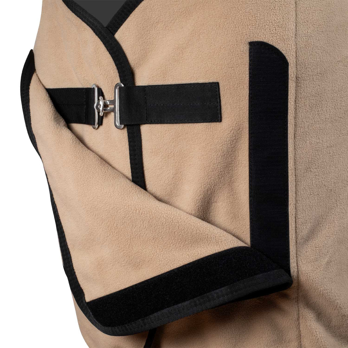 Equestro Fleece Rug With Flap Front Closure #colour_beige