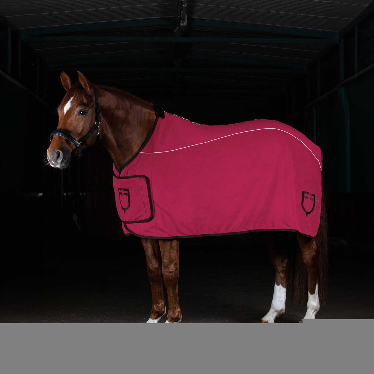 Equestro Fleece Rug With Flap Front Closure #colour_burgundy