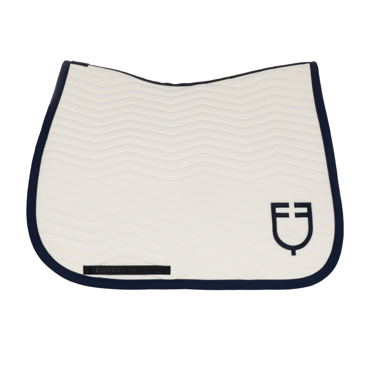 Equestro Wave Quilting Dressage Saddle Pad In Technical Fabric #colour_blue-white