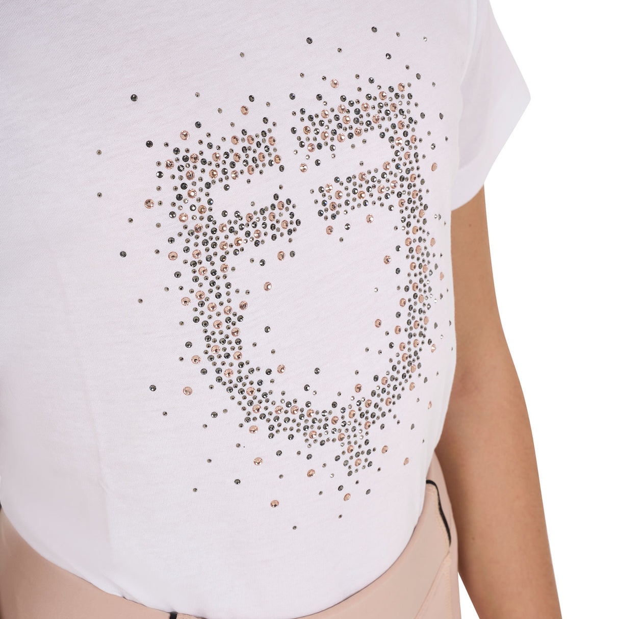 Equestro Girls' Slim Fit T-Shirt Rose Glitter Logo #colour_white