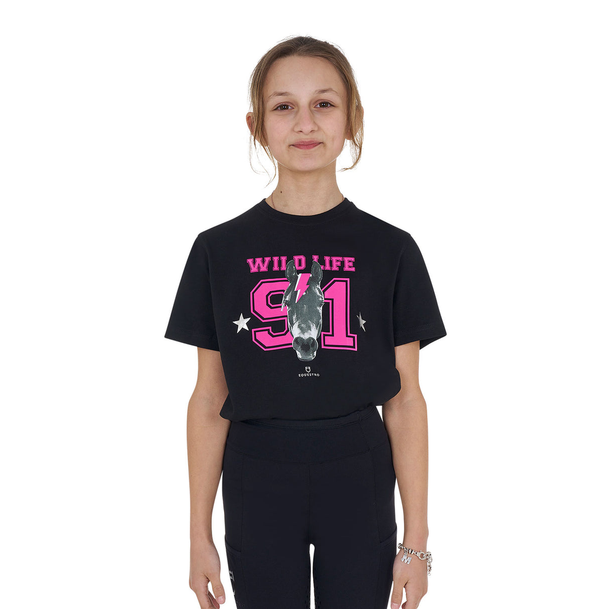 Equestro Girls' Wild Life Cotton T-Shirt With Print