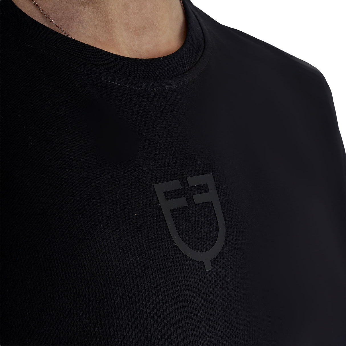 Equestro Girls' Basic Cotton T-Shirt With Tone On Tone Logo #colour_black