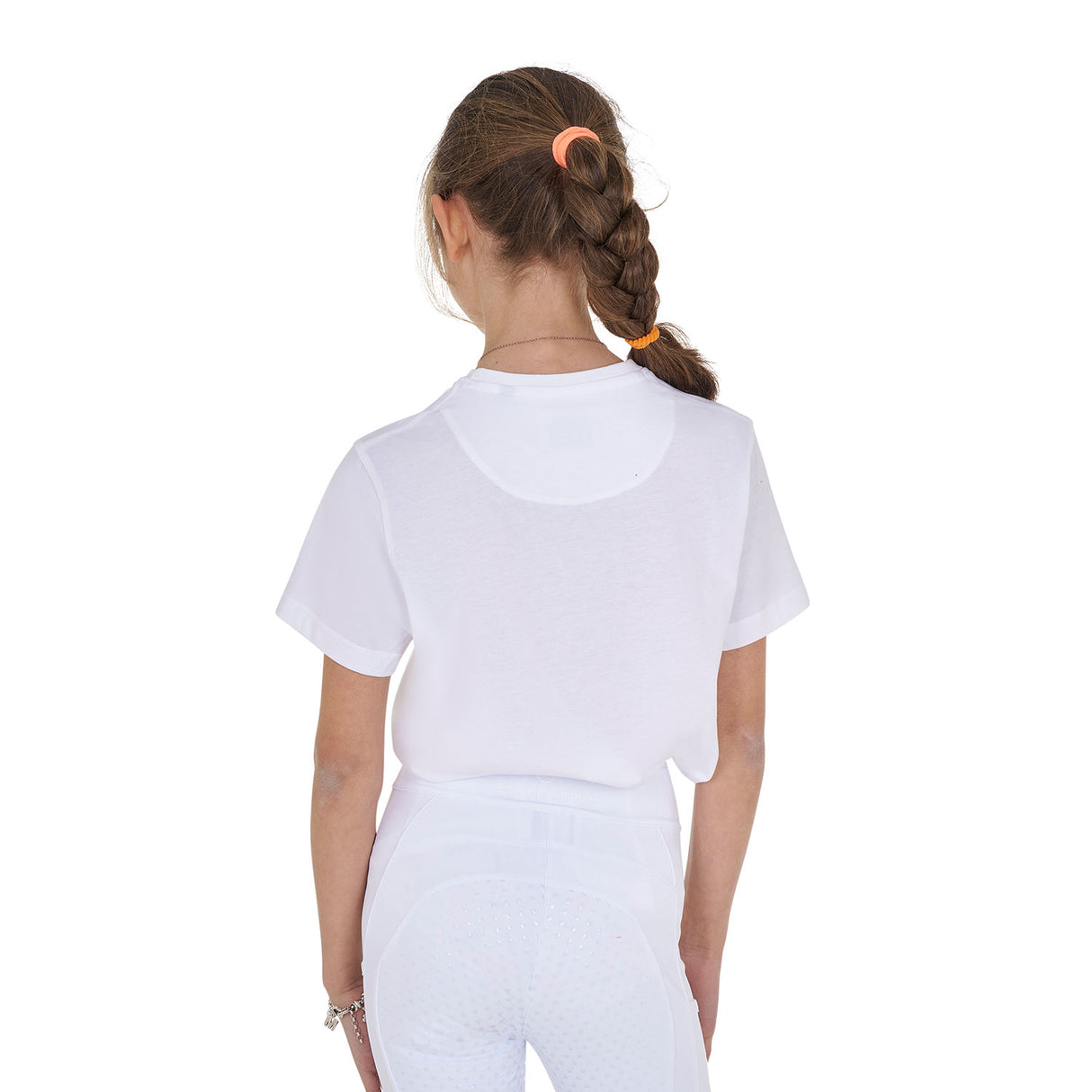 Equestro Girls' Basic Cotton T-Shirt With Tone On Tone Logo #colour_white