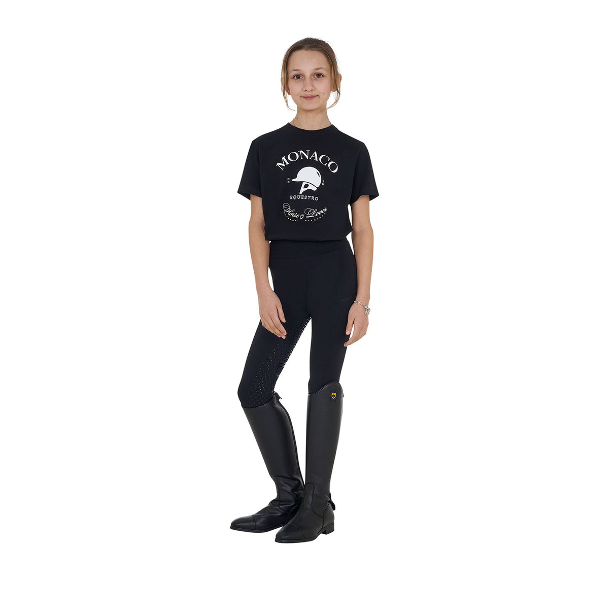 Equestro Girls' Monaco Cotton T-Shirt With Rhinestones #olour_black