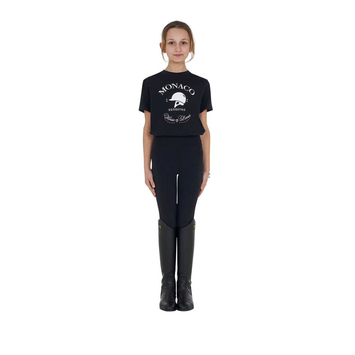 Equestro Girls' Monaco Cotton T-Shirt With Rhinestones #olour_black