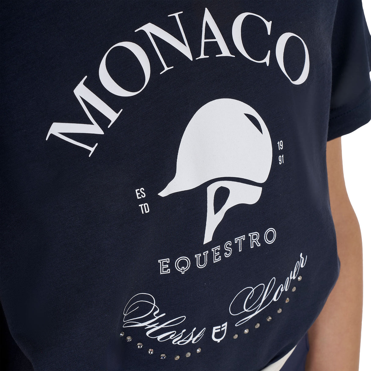 Equestro Girls' Monaco Cotton T-Shirt With Rhinestones #olour_blue