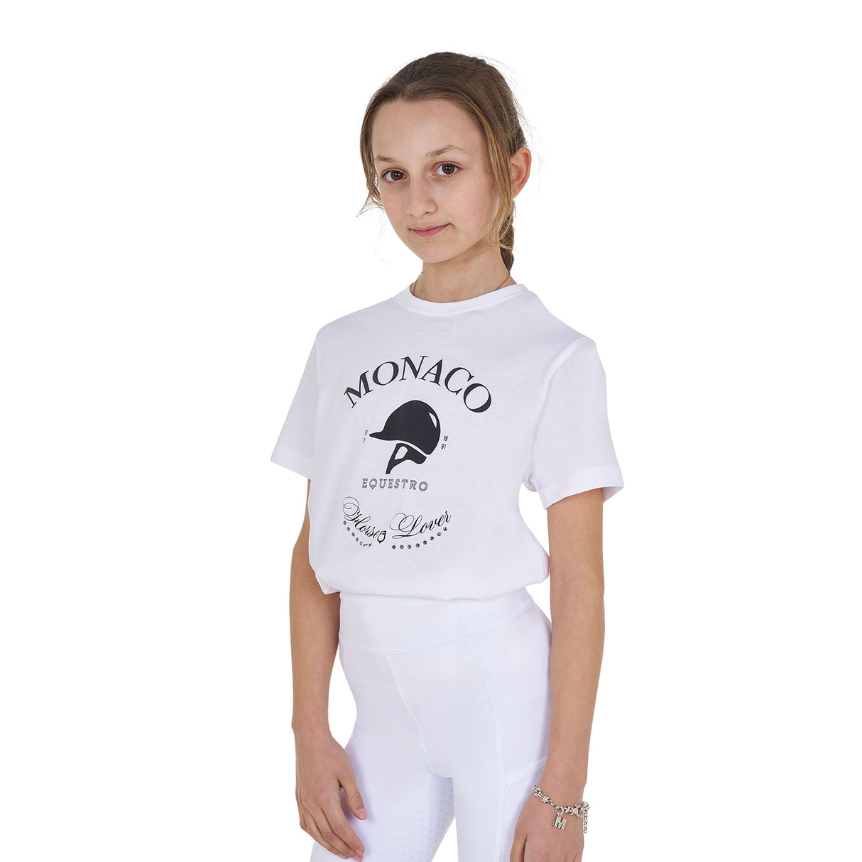 Equestro Girls' Monaco Cotton T-Shirt With Rhinestones #olour_white