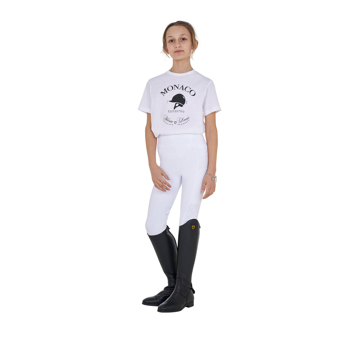 Equestro Girls' Monaco Cotton T-Shirt With Rhinestones #olour_white