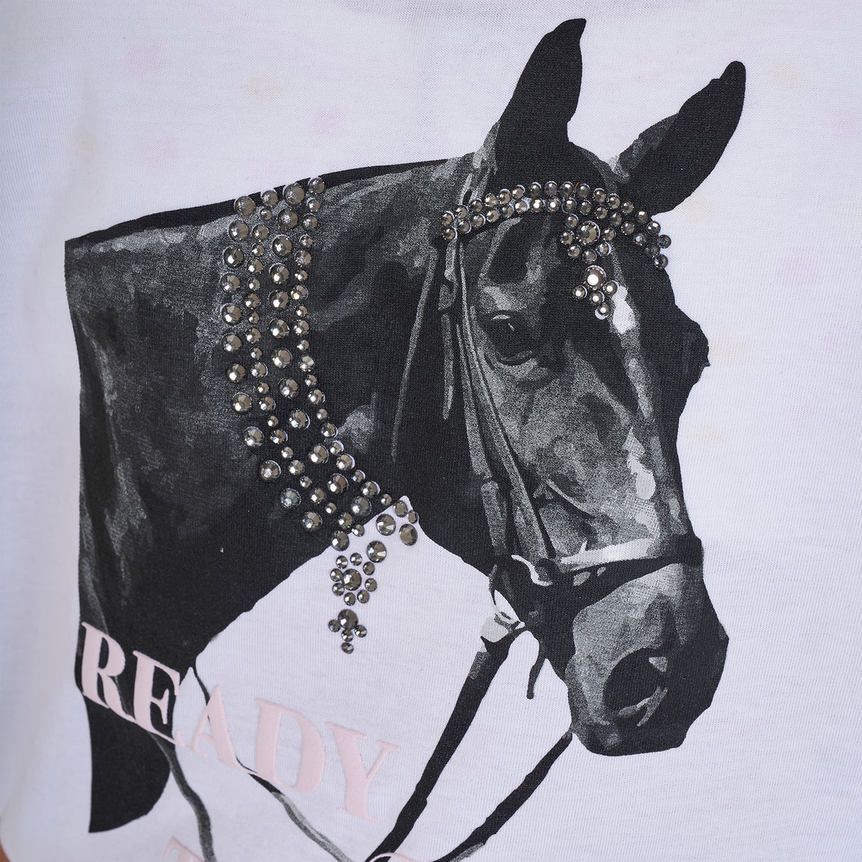 Equestro Girls' Ready To The Party Cotton T-Shirt With Rhinestones #colour_white