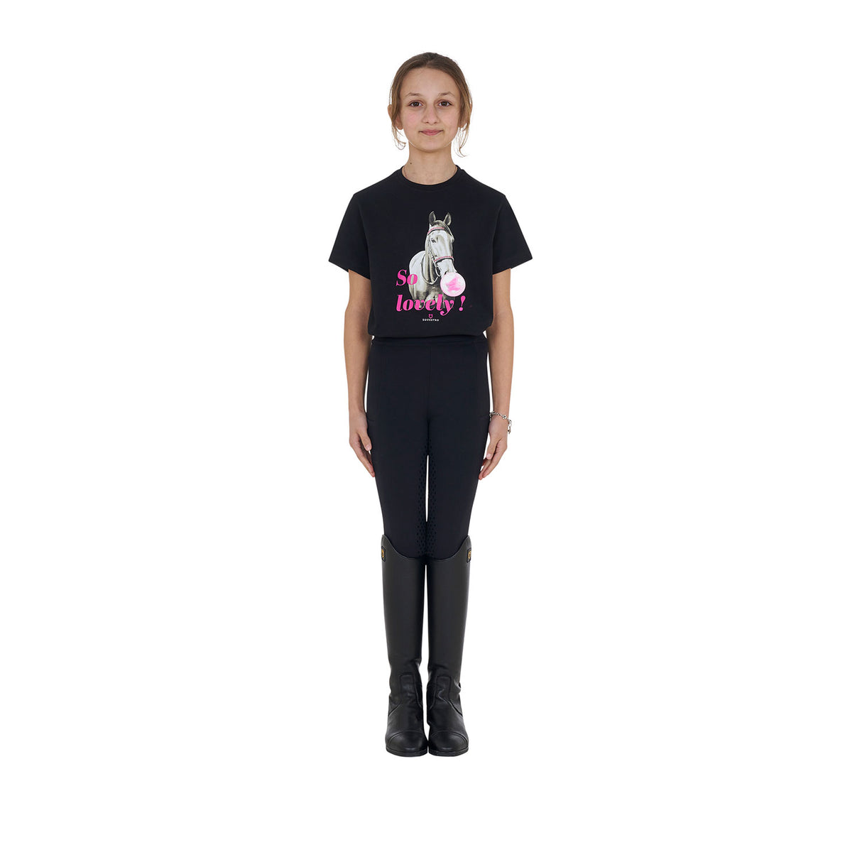 Equestro Girls' So Lovely Cotton T-Shirt #colour_black