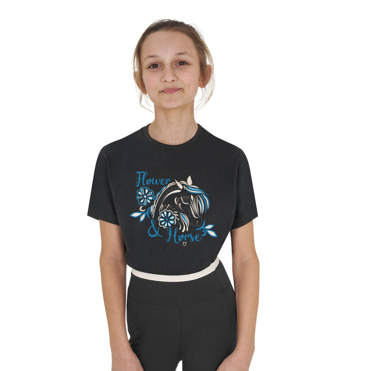 Girls' Flower Horse cotton T-shirt