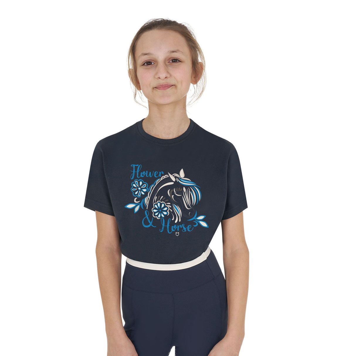 Girls' Flower Horse cotton T-shirt