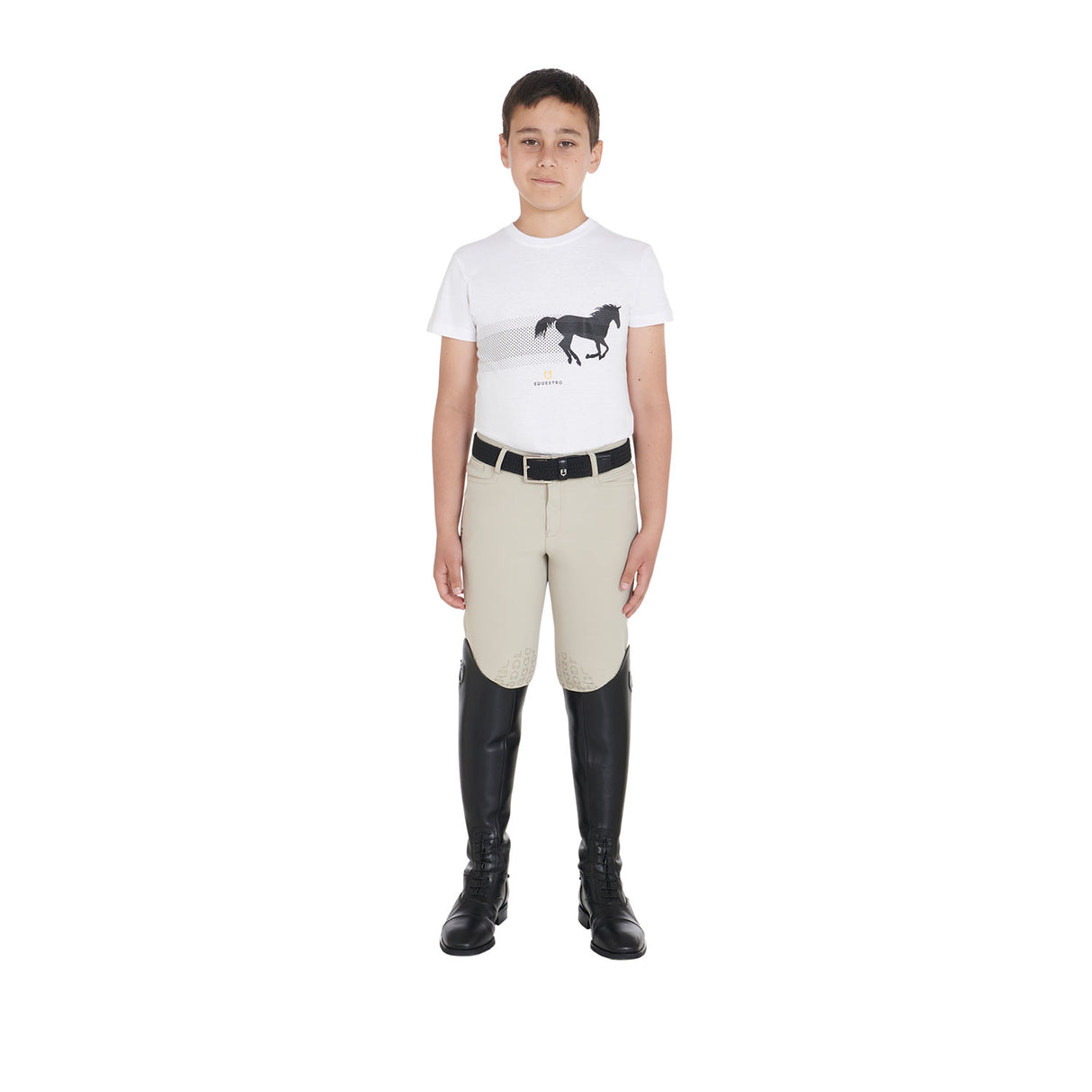 Equestro Boys' Slim Fit T-Shirt With Race Horse