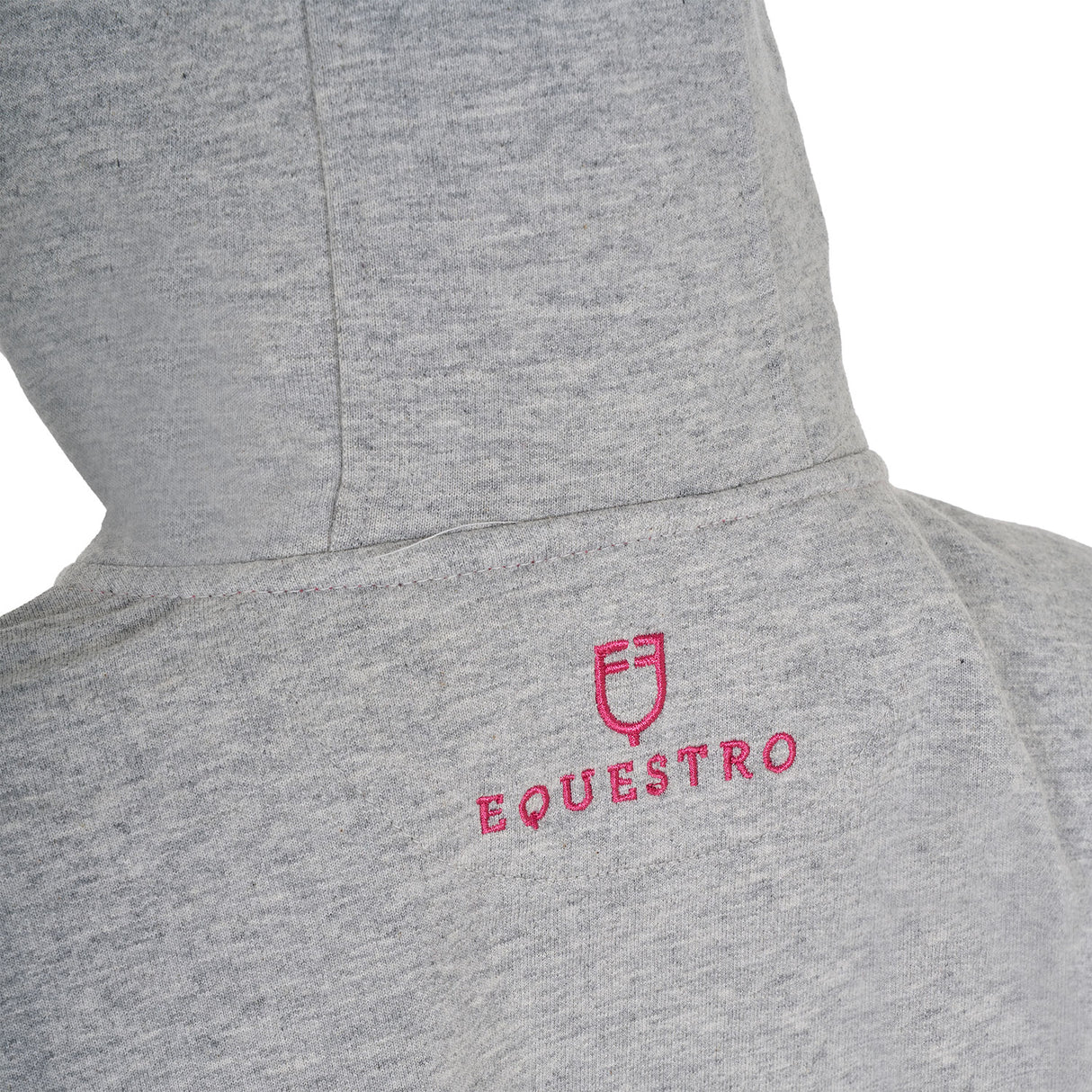 Equestro Kids' Hoodie With Zip And Sponge Lettering #colour_grey-fucsia